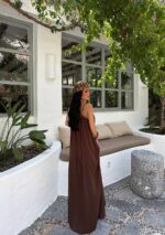 Robe Maxi Satin — Chocolat Dos Nu | Amoura – Image 3