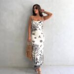 Robe Maxi Dos Nu — Imprimé Totem Noir & Blanc | Amoura