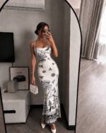 Robe Maxi Dos Nu — Imprimé Totem Noir & Blanc | Amoura – Image 3