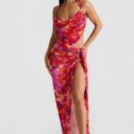 Cache-Maillot Maxi Halter — Imprimé Floral Feu | Amoura