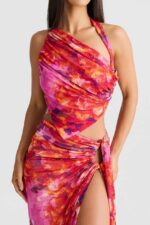 Cache-Maillot Maxi Halter — Imprimé Floral Feu | Amoura – Image 2